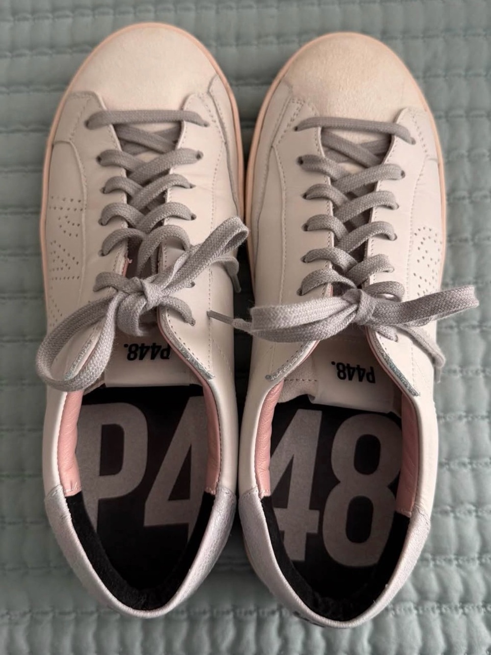 P448 Women's Low-Top Sneakers in Pale Pink and Gray